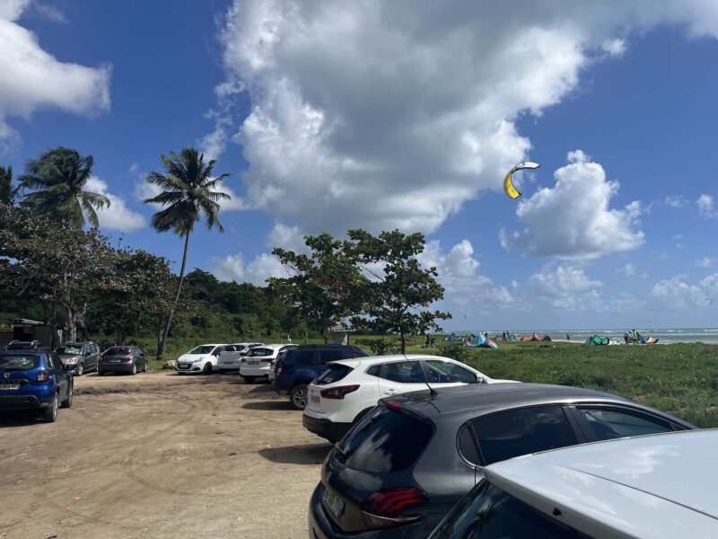 Parking Sainte-Anne kitesurf spot in Guadeloupe
