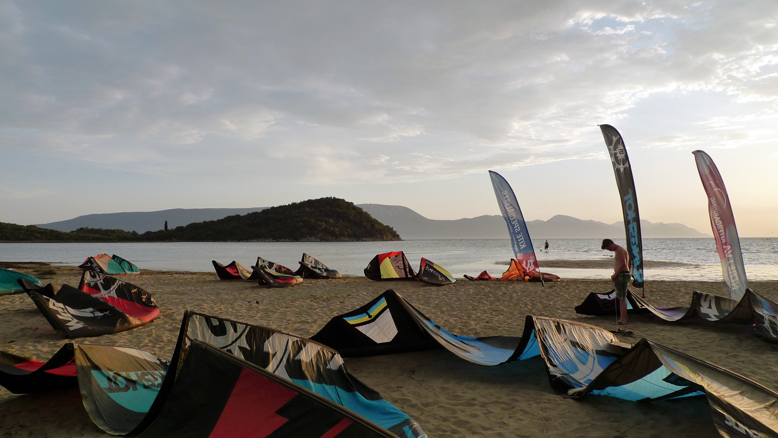 Slingshot kites on the beach, Neretva Croatia