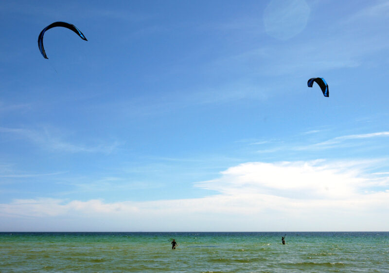 Two kites in light wind.