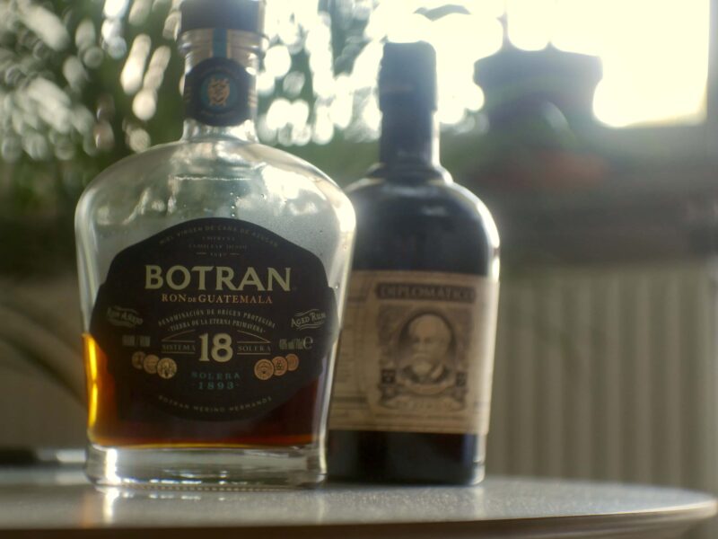 Rum bottles at home.