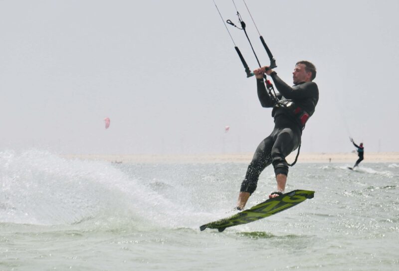 Kitelement Re Solve split kiteboard jump take-off.