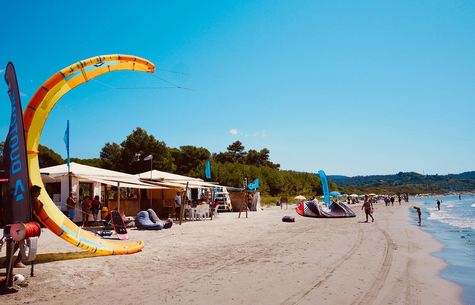 Kite launch at Surf Relax kite centre, Puntone beach.