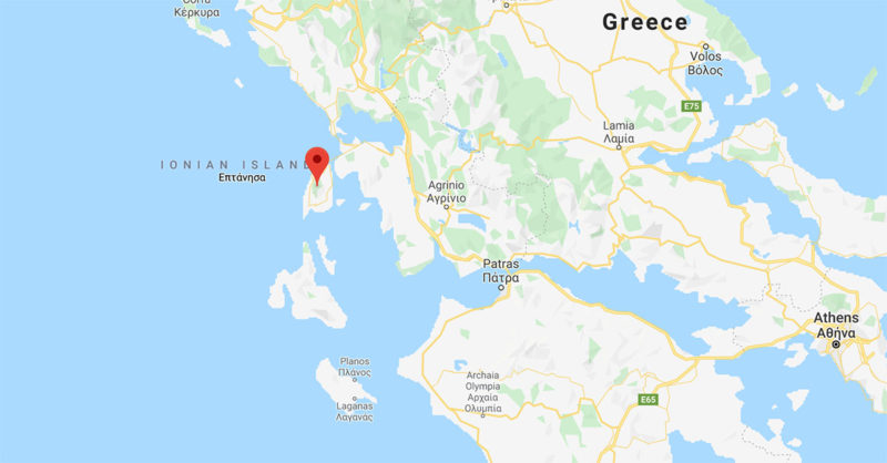 Karta över Grekland som visar ön Lefkada.