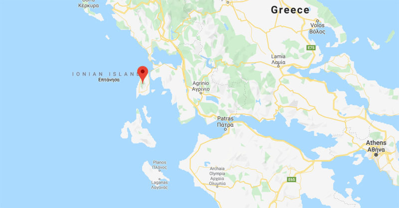 Görögország térképét, amely a Lefkada-szigetet mutatja.