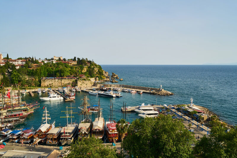 Marina with boats in Turkey.