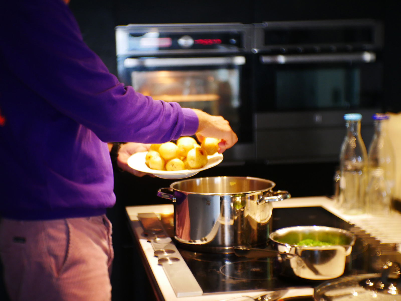 Cooking potatoes at home.